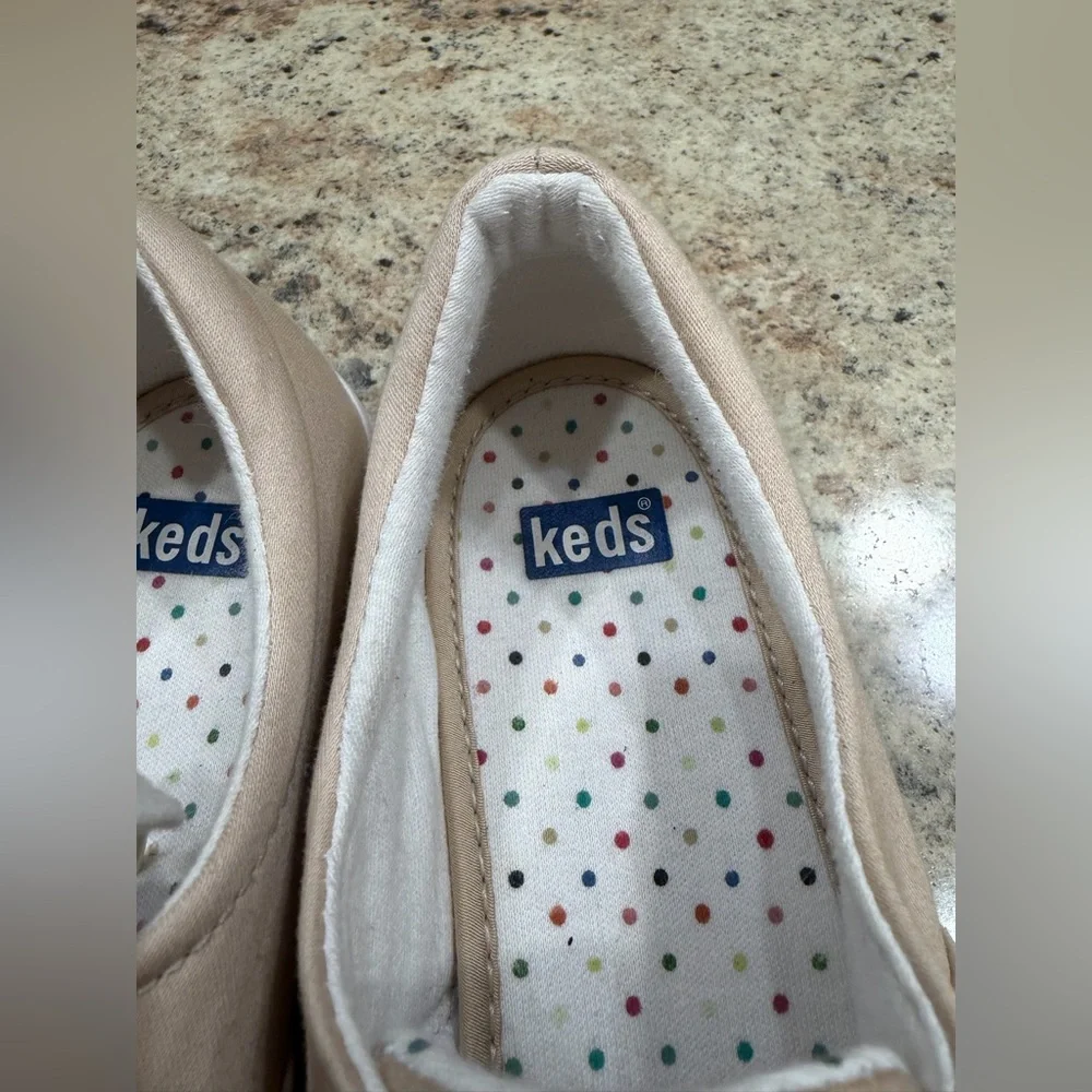 Keds Andie Microstretch Stone Twill Polka Dot Lined Sneakers Size 6.5
